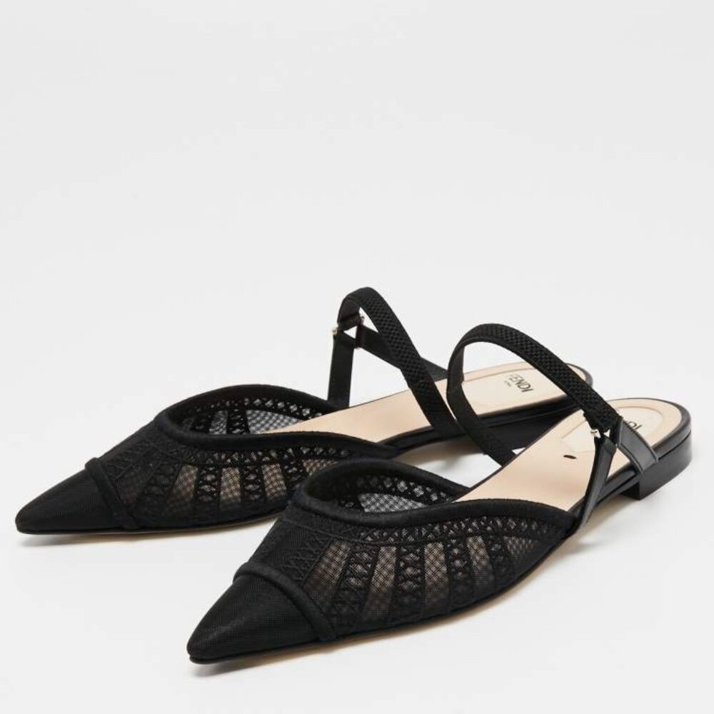 Fendi black mesh flat mules, size 38 (US 7, 7.5)